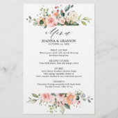 Pastel Blush Ivory Floral Botanical Wedding Menu (Voorkant)