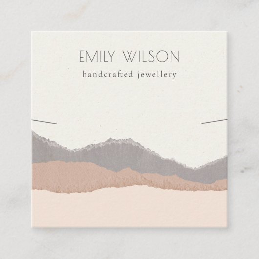 Pastel Blush Kraft Mountain Wave Ketting Display Vierkante Visitekaartje (Voorkant)