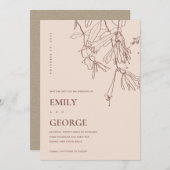 PASTEL BLUSH LINE DRAWEND FLORA BEWAART DE DATUM K BEDANKKAART (Voorkant / Achterkant)