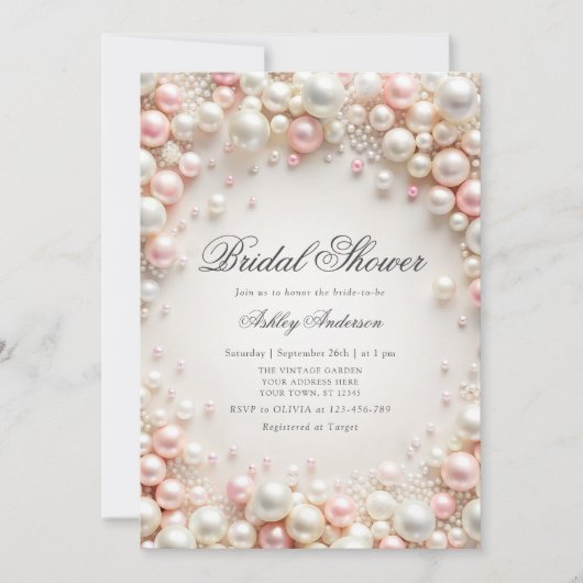 Pastel Blush Parels met Diamanten Vrijgezellenfees Kaart (Voorkant)
