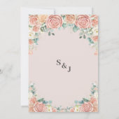 Pastel Blush Peach Ivory Floral Rozen Weddenschap Kaart (Achterkant)