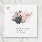 Pastel Blush Pink and Black Floral Wedding Bedankjes Labels (Voorkant)