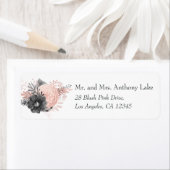 Pastel Blush Pink and Black Floral Wedding Etiket (Insitu)