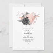 Pastel Blush Pink and Charcoal Floral Wedding Kaart (Voorkant)