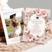 Pastel Blush Pink Boho Wildflower Afstudeerfeest Kaart