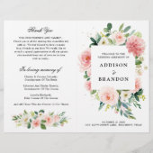 Pastel Blush Pink Botanical Weddenprogramma (Voorkant)