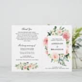 Pastel Blush Pink Botanical Weddenprogramma (Staand voorkant)