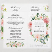 Pastel Blush Pink Botanical Weddenprogramma (Voorkant / Achterkant)