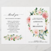 Pastel Blush Pink Botanical Weddenprogramma (Voorkant)