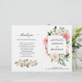 Pastel Blush Pink Botanical Weddenprogramma (Staand voorkant)