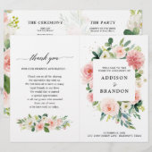 Pastel Blush Pink Botanical Weddenprogramma (Voorkant / Achterkant)