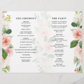 Pastel Blush Pink Botanical Weddenprogramma (Achterkant)