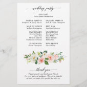 Pastel Blush Pink Botanical Weddenprogramma (Achterkant)