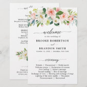 Pastel Blush Pink Botanical Weddenprogramma (Voorkant / Achterkant)