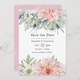 Pastel Blush Pink Dahlia Weddenschap Save the Date