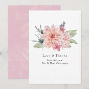 Pastel Blush Pink Dahlia Wedding Bedankkaart
