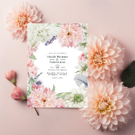 Pastel Blush Pink Dahlia Wedding Kaart
