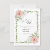 Pastel Blush Pink Dahlia Wedding RSVP Kaartje (Voorkant)