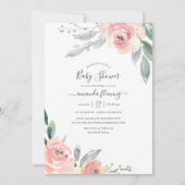 Pastel Blush Pink Floral Baby shower Kaart (Voorkant)