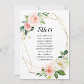 Pastel Blush Pink Floral Botanical Seating Chart Kaart (Achterkant)