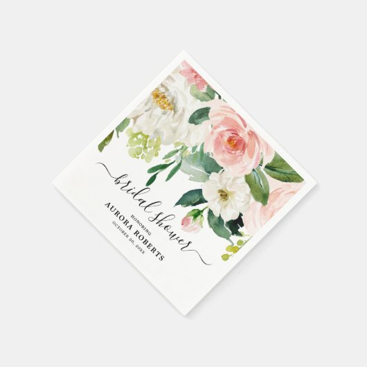 Pastel Blush Pink Floral Botanisch Vrijgezellenfee Servet (Hoek)