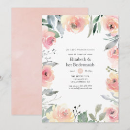 Pastel Blush Pink Floral Bridesmaids Luncheon Kaart