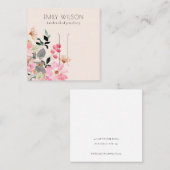 Pastel Blush Pink Floral Bunch Hair Clip Display Vierkante Visitekaartje (Voorkant / Achterkant)