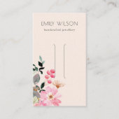 Pastel Blush Pink Floral Bunch Hair Clip Display Visitekaartje (Voorkant)
