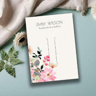 Pastel Blush Pink Floral Bunch Hair Clip Display Visitekaartje
