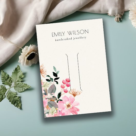 Pastel Blush Pink Floral Bunch Hair Clip Display Visitekaartje