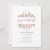 Pastel Blush Pink Floral Engagement Party Kaart (Voorkant)
