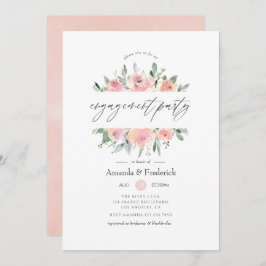 Pastel Blush Pink Floral Engagement Party Kaart