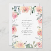 Pastel Blush Pink Floral QR Code RSVP Weddenschap Kaart (Voorkant)