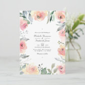 Pastel Blush Pink Floral QR Code RSVP Weddenschap Kaart (Staand voorkant)