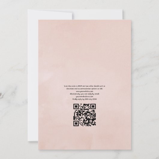 Pastel Blush Pink Floral QR Code RSVP Weddenschap Kaart (Achterkant)