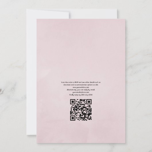 Pastel Blush Pink Floral QR Code RSVP Weddenschap Kaart (Achterkant)