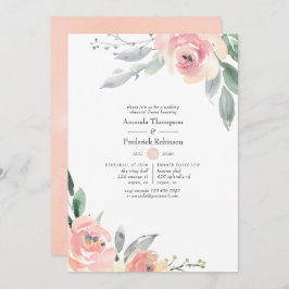 Pastel Blush Pink Floral Rehearsal Dinner Kaart