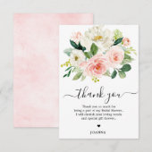 Pastel Blush  Pink Floral Vrijgezellenfeest Bedankkaart (Voorkant / Achterkant)