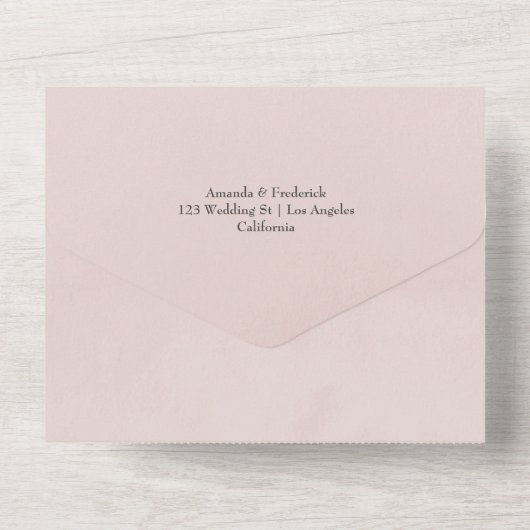 Pastel Blush Pink Floral Weddenschap All In One Uitnodiging (Achterkant)
