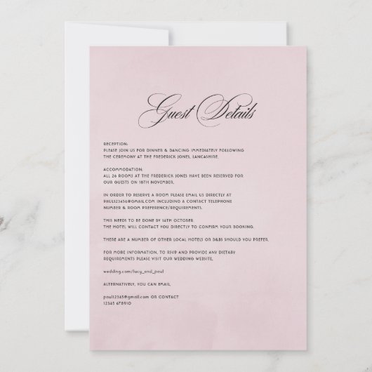 Pastel Blush Pink Floral Weddenschap Kaart (Achterkant)