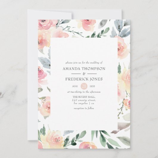 Pastel Blush Pink Floral Weddenschap Kaart (Voorkant)