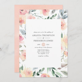 Pastel Blush Pink Floral Weddenschap Kaart