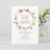 Pastel Blush Pink Floral Weddenschap Kaart (Staand voorkant)