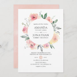 Pastel Blush Pink Floral Weddenschap Kaart