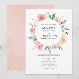 Pastel Blush Pink Floral Weddenschap Kaart