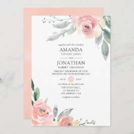 Pastel Blush Pink Floral Weddenschap Kaart