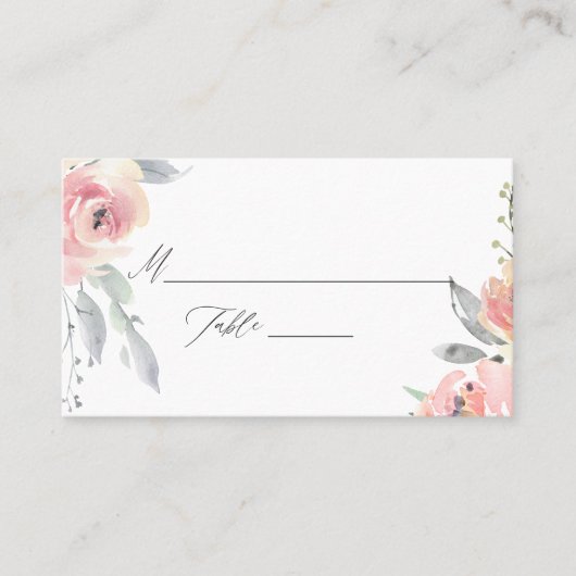 Pastel Blush Pink Floral Weddenschap Plaatskaartje (Voorkant)