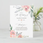 Pastel Blush Pink Floral Weddenschap Programmakaart (Staand voorkant)