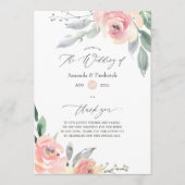 Pastel Blush Pink Floral Weddenschap Programmakaart (Voorkant)