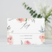 Pastel Blush Pink Floral Weddenschap RSVP Kaartje (Staand voorkant)